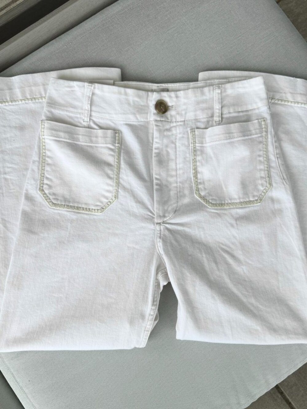 New Anthropologie The Colette Whipstitch Wide-Leg Crop Jeans White 31